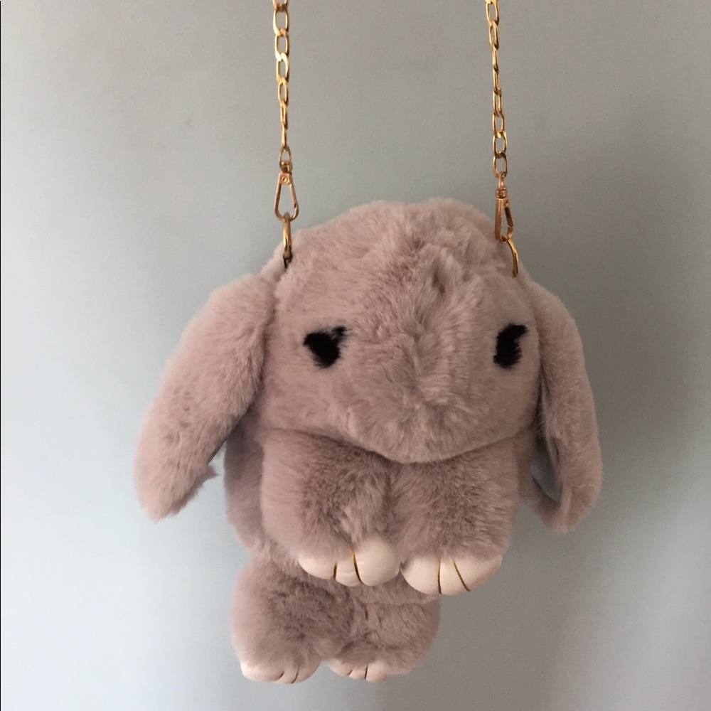 Cute kids fake fur bunny bag